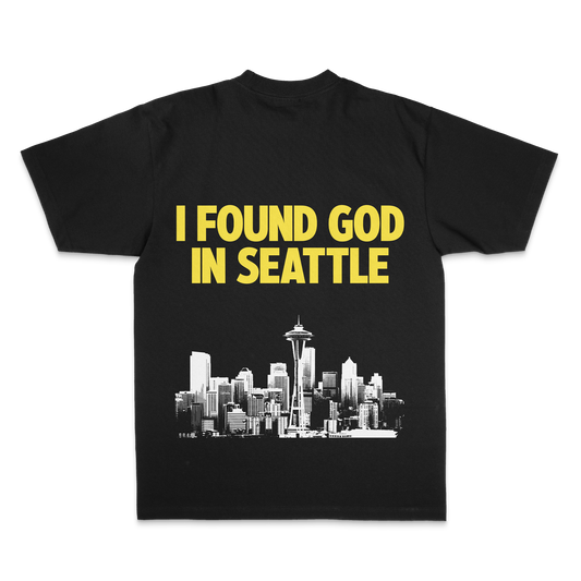 I Found God in Seattle Black T Shirt
